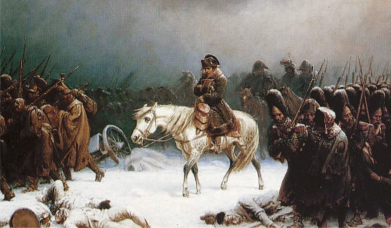 Napoleón a caballo en la nieve
